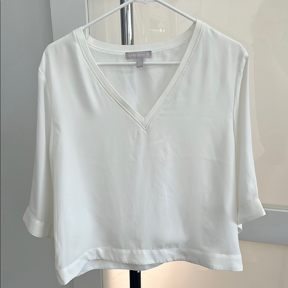 Cream V Neck Blouse